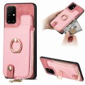 For Samsung Galaxy A71 5G Cross Leather Ring Vertical Zipper Wallet Back Phone Case(Pink)
