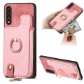 For Samsung Galaxy A70/A70s Cross Leather Ring Vertical Zipper Wallet Back Phone Case(Pink)