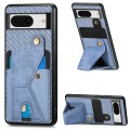 For Google Pixel 8 Carbon Fiber Wallet Flip Card K-shaped Holder Phone Case(Blue)