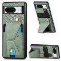 For Google Pixel 8 Carbon Fiber Wallet Flip Card K-shaped Holder Phone Case(Green)