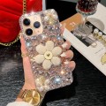 For iPhone 11 Pro Sunflower Holder Hand-set Diamond PC Phone Case(Pink)