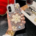 For iPhone X / XS Sunflower Holder Hand-set Diamond PC Phone Case(Pink)