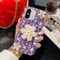 For iPhone X / XS Sunflower Holder Hand-set Diamond PC Phone Case(Purple)