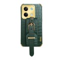 For Xiaomi Redmi Note 13 Electroplated Wrist Strap Crocodile Leather Back Phone Case(Green)