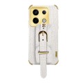 For Xiaomi Redmi Note 13 Pro Electroplated Wrist Strap Crocodile Leather Back Phone Case(White)