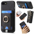 For iPhone 6 / 6s Retro Splitable Magnetic Card Bag Leather Phone Case(Black)