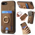 For iPhone 7 / 8/ SE 2022 Retro Splitable Magnetic Card Bag Leather Phone Case(Brown)