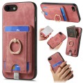 For iPhone 7 / 8/ SE 2022 Retro Splitable Magnetic Card Bag Leather Phone Case(Pink)