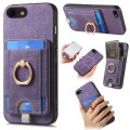 For iPhone 7 / 8/ SE 2022 Retro Splitable Magnetic Card Bag Leather Phone Case(Purple)