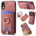 For iPhone XR Retro Splitable Magnetic Card Bag Leather Phone Case(Pink)