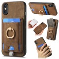 For iPhone XS Max Retro Splitable Magnetic Card Bag Leather Phone Case(Brown)