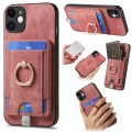 For iPhone 11 Retro Splitable Magnetic Card Bag Leather Phone Case(Pink)
