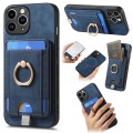 For iPhone 11 Pro Retro Splitable Magnetic Card Bag Leather Phone Case(Blue)