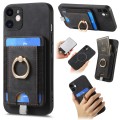 For iPhone 12 Retro Splitable Magnetic Card Bag Leather Phone Case(Black)