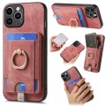 For iPhone 13 Pro Max Retro Splitable Magnetic Card Bag Leather Phone Case(Pink)