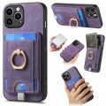 For iPhone 13 Pro Max Retro Splitable Magnetic Card Bag Leather Phone Case(Purple)