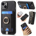For iPhone 14 Retro Splitable Magnetic Card Bag Leather Phone Case(Black)