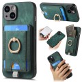 For iPhone 14 Retro Splitable Magnetic Card Bag Leather Phone Case(Green)