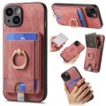 For iPhone 15 Plus Retro Splitable Magnetic Card Bag Leather Phone Case(Pink)