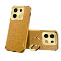 For Xiaomi Redmi Note 13 Pro 6D Electroplating Crocodile Texture Leather Back Phone Case with Holder