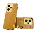 For Xiaomi Redmi Note 13 Pro+ 6D Electroplating Crocodile Texture Leather Back Phone Case with Holde