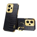 For Xiaomi Redmi Note 13 Pro+ 6D Electroplating Crocodile Texture Leather Back Phone Case with Holde