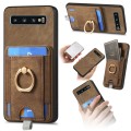 For Samsung Galaxy S10 Retro Splitable Magnetic Card Bag Leather Phone Case(Brown)