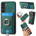 For Samsung Galaxy S22+ 5G Retro Splitable Magnetic Card Bag Leather Phone Case(Green)