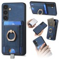 For Samsung Galaxy M14 Retro Splitable Magnetic Card Bag Leather Phone Case(Blue)