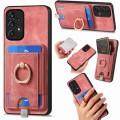 For Samsung Galaxy A73 5G Retro Splitable Magnetic Card Bag Leather Phone Case(Pink)