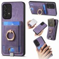 For Samsung Galaxy A73 5G Retro Splitable Magnetic Card Bag Leather Phone Case(Purple)