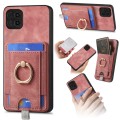 For Samsung Galaxy A22 5G Retro Splitable Magnetic Card Bag Leather Phone Case(Pink)