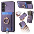 For Samsung Galaxy A14 4G/5G Retro Splitable Magnetic Card Bag Leather Phone Case(Purple)