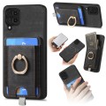 For Samsung Galaxy A12 5G Retro Splitable Magnetic Card Bag Leather Phone Case(Black)