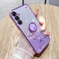 For Samsung Galaxy S24 5G Gradient Glitter Immortal Flower Ring All-inclusive Phone Case(Purple)