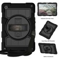 For Samsung Galaxy Tab A9+ Silicone Hybrid PC Shockproof Tablet Case with Shoulder Strap(Black)