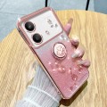 For Xiaomi Redmi Note 13R Pro Gradient Glitter Immortal Flower Ring All-inclusive Phone Case(Pink)