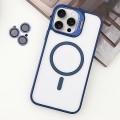 For iPhone 15 Pro Max MagSafe Acrylic Hybrid TPU Holder Phone Case with Lens film(Deep Blue)