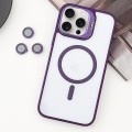 For iPhone 15 Pro Max MagSafe Acrylic Hybrid TPU Holder Phone Case with Lens film(Purple)