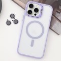 For iPhone 15 Pro MagSafe Acrylic Hybrid TPU Holder Phone Case with Lens film(Light Purple)