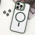For iPhone 15 Pro MagSafe Acrylic Hybrid TPU Holder Phone Case with Lens film(Green)