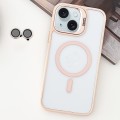 For iPhone 15 Plus MagSafe Acrylic Hybrid TPU Holder Phone Case with Lens film(Pink)