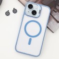 For iPhone 15 MagSafe Acrylic Hybrid TPU Holder Phone Case with Lens film(Light Blue)