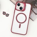 For  iPhone 14 Plus MagSafe Acrylic Hybrid TPU Holder Phone Case with Lens film(Red)