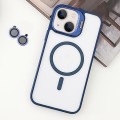 For  iPhone 14 Plus MagSafe Acrylic Hybrid TPU Holder Phone Case with Lens film(Deep Blue)