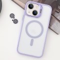 For  iPhone 14 Plus MagSafe Acrylic Hybrid TPU Holder Phone Case with Lens film(Light Purple)