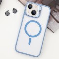For iPhone 14 MagSafe Acrylic Hybrid TPU Holder Phone Case with Lens film(Light Blue)