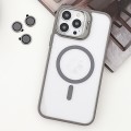For iPhone 14 Pro MagSafe Acrylic Hybrid TPU Holder Phone Case with Lens film(Grey)