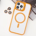 For iPhone 14 Pro MagSafe Acrylic Hybrid TPU Holder Phone Case with Lens film(Orange)