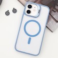 For iPhone 12 MagSafe Acrylic Hybrid TPU Holder Phone Case with Lens film(Light Blue)